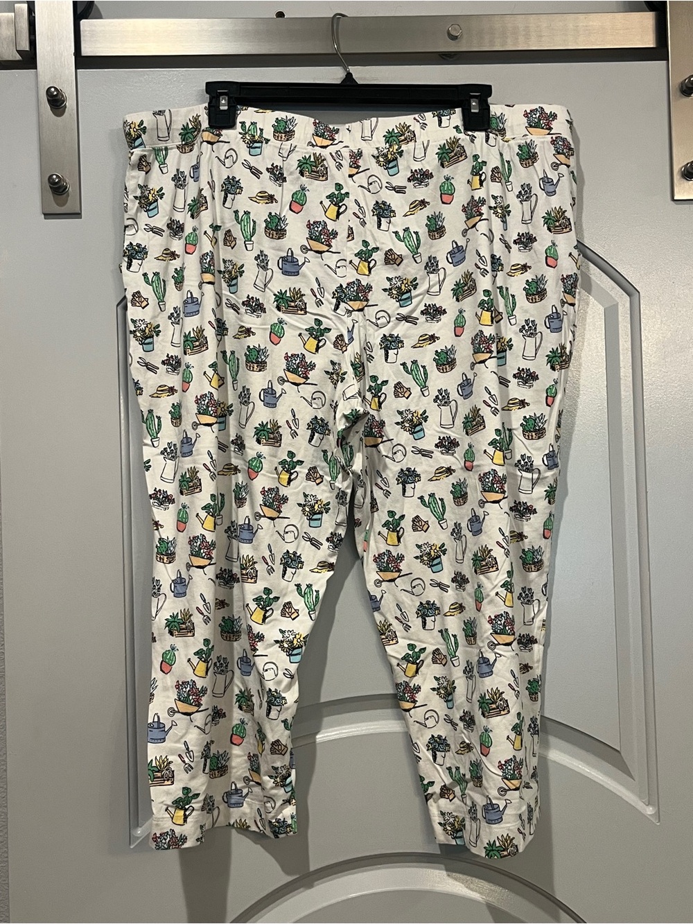 Sleepsense White Pajama capri Pants with Colorful Cactus & succulent Plant Print - Picture 4 of 7